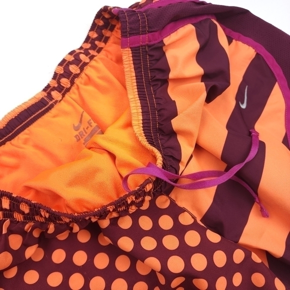 Nike Dry Fit Orange Purple Dot Stripe Women's Shorts Sz M - Picture 6 of 11